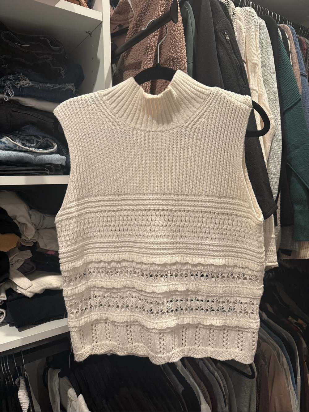 Abercrombie Ruffle Mockneck Sweater Shell Top